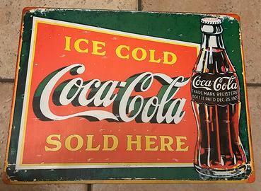 Insegna  Coca Cola in latta.