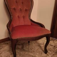 Poltroncina in velluto rosa antico