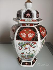 Vaso giapponese Imari Gakuwa Kinsei anni 70 h37 cm