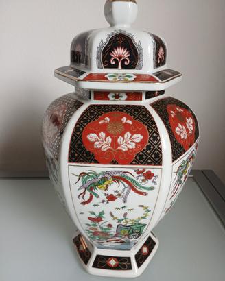 Vaso giapponese Imari Gakuwa Kinsei anni 70 h37 cm