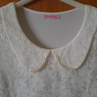 Abito vestito corto bianco colletto in perline M/L