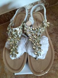 Sandali donna NUOVI n 40 infradito silver