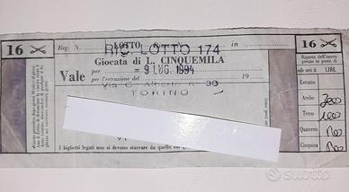 Ricevuta Gioco del Lotto del 1994
