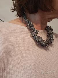 collana bigiotteria  p ietre viola e cordoncino c 