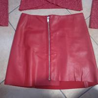 Mini gonna in ecopelle rossa Bershka tg S 