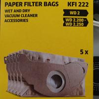 5 sacchetti aspirapolvere Kercher WD 2 in carta