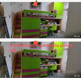 cameretta completa a ponte con letto rialzato