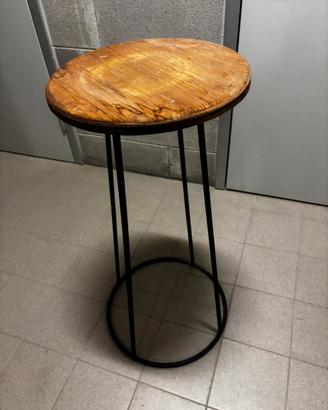 Tavolino alto / porta vaso – legno e ferro