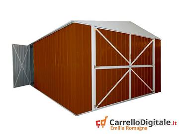 Box acciaio garage lamiera 360x600 legno scuro