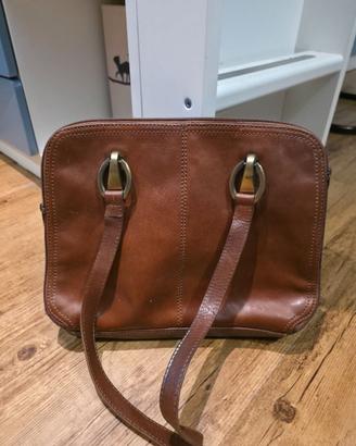 Borsa donna vera pelle marrone vintage