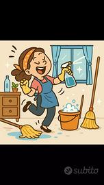 Ragazza per pulizie domestiche.