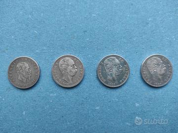 4 Monete d'Argento da 2 Lire Regno d'Italia
