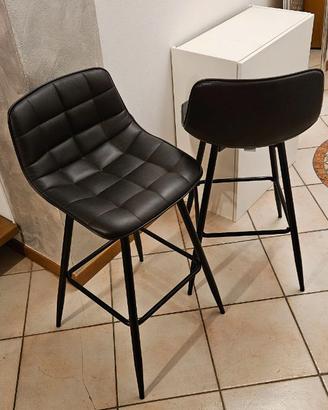 Coppia Sgabelli in Ecopelle Nera