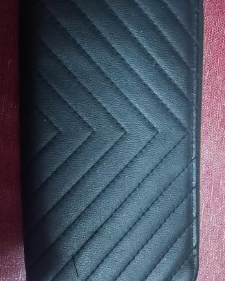  Portafoglio Grande Nero con Cuciture a Chevron