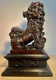 Cani di fo cinesi in legno vintage