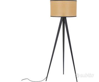 Lampada da terra con paralume in vimini rattan