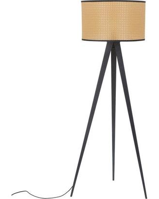 Lampada da terra con paralume in vimini rattan