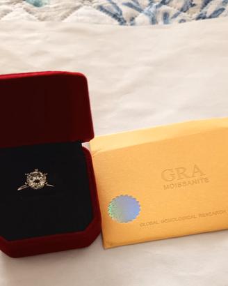 Solitario argento e moissanite kt.3