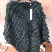 Poncho donna in pelliccia verde OMAI Nuovo