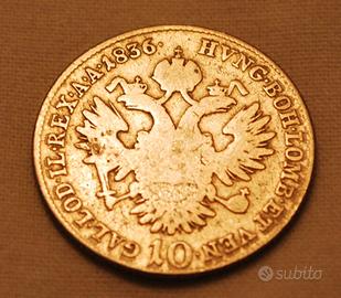 10 KREUZER AUSTRIA IN ARGENTO 1836 FERDINANDO I
