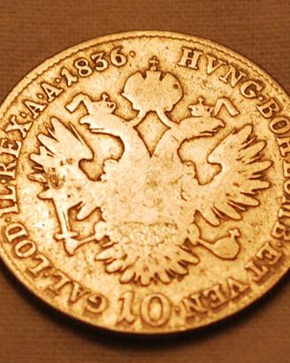 10 KREUZER AUSTRIA IN ARGENTO 1836 FERDINANDO I