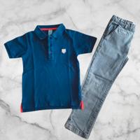 completo polo manica corta e jeans 4 anni