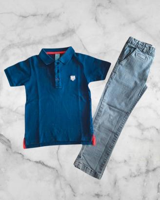 completo polo manica corta e jeans 4 anni