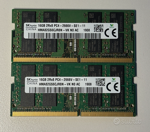 RAM laptop DDR4 SODIMM 2x16 GB 2666MHz - TOT 32GB