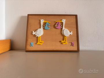 Quadro Nascita artigianale in legno traforo