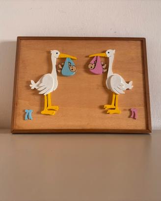 Quadro Nascita artigianale in legno traforo