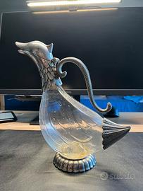 Caraffa decanter anatra vintage cristallo argento