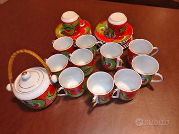 Servizio da caffè con drago decorativo completo