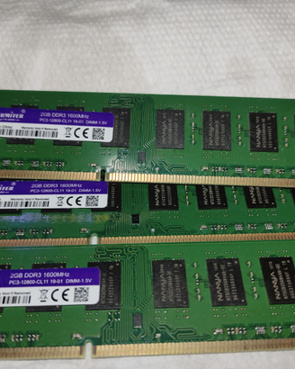 8 GB di RAM DDR3 1600MHZ da 2GB
