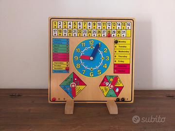 Gioco educativo orologio in legno  in inglese 