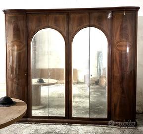 Armadio 6 ante lucido in radica e legno massello