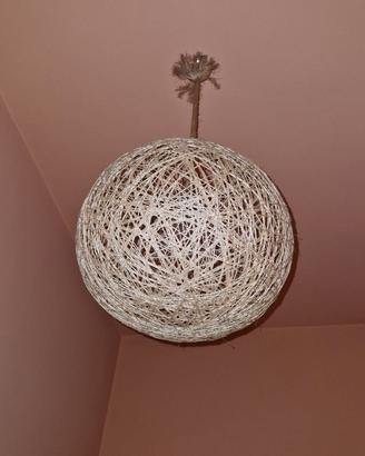 Lampadario Sfera in Corda Intrecciata