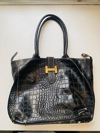Borsa in pelle nera Made in Italy