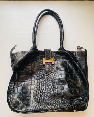 Borsa in pelle nera Made in Italy