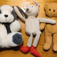 Set di 5 peluche orso, cane, topo e conigli