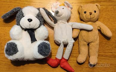 Set di 5 peluche orso, cane, topo e conigli