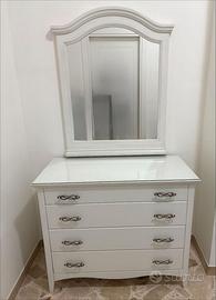 CASSETTIERA E SPECCHIO BIANCO COORDINATI SEPARATI