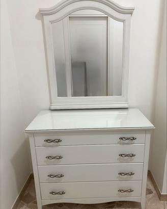 CASSETTIERA E SPECCHIO BIANCO COORDINATI SEPARATI