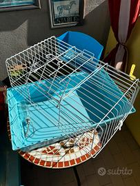 Gabbia per Conigli/Porcellini d'India + Accessori