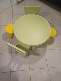 tavolino +2 sedie e +2 sgabelli bimbi