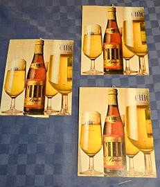 Lotto 3 Cartonati Pubblicitari Vintage Birra CHIC