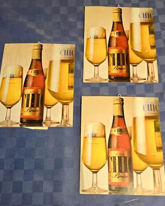 Lotto 3 Cartonati Pubblicitari Vintage Birra CHIC