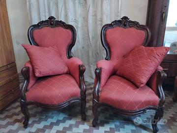 Coppia di poltrone Luigi Filippo restaurate