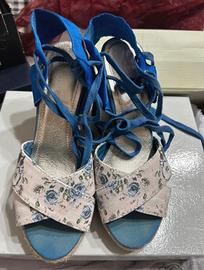 Zeppe espadrillas bianche e azzurre
