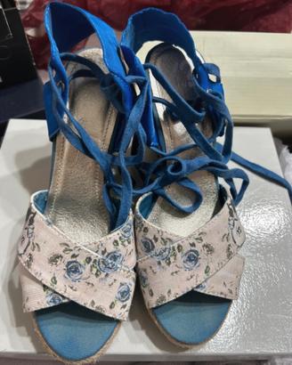 Zeppe espadrillas bianche e azzurre