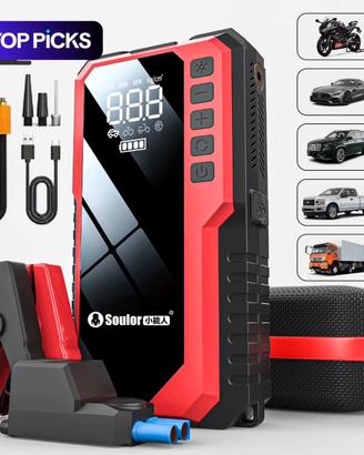 Avviatore auto + compressore portatile con batteri